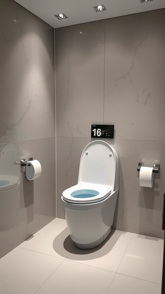 A modern smart toilet in a sleek bathroom setting.