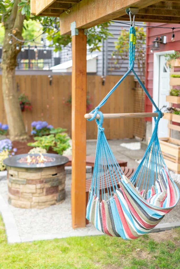 backyard makeover reveal hammock
