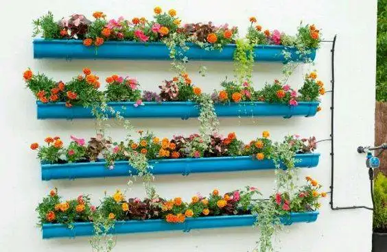 vertical wall rain gutter garden