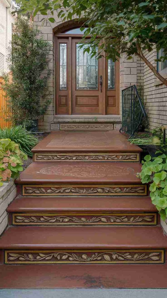 stamped concrete steps with decorative borders 11zon