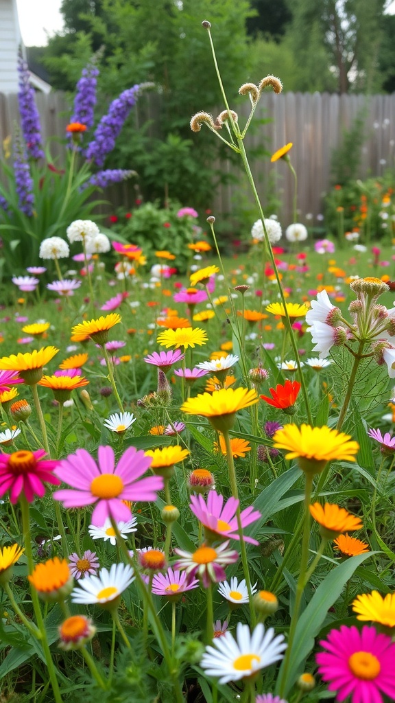 A vibrant wildflower meadow featuring colorful flowers in various hues, embodying natural beauty and aesthetics.