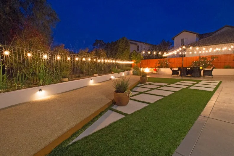 Modern geometric cedar privacy wall fence