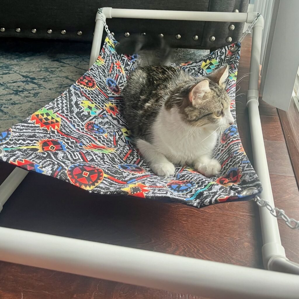 Colorful tribal print cat hammock