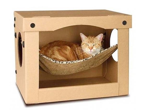 Scandi chic minimalist wood frame cat hammock