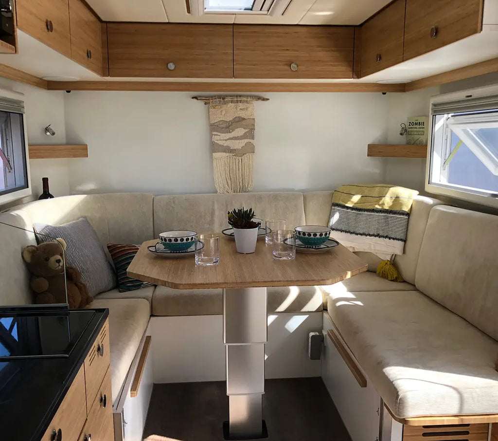 Minimalist Scandinavian RV seating area