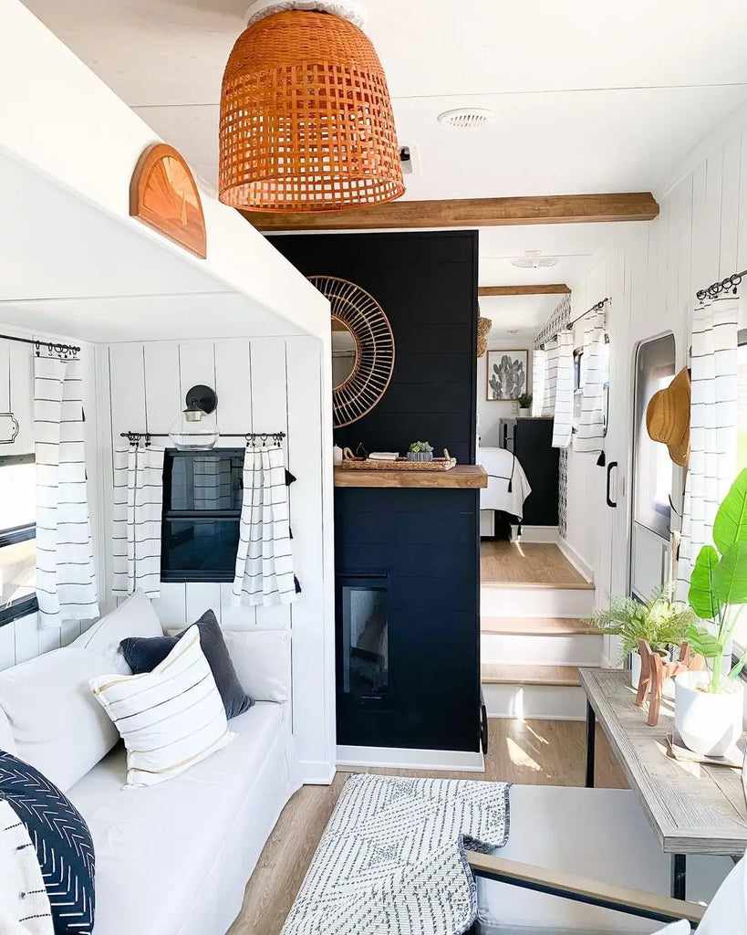 Bohemian chic RV lounge area