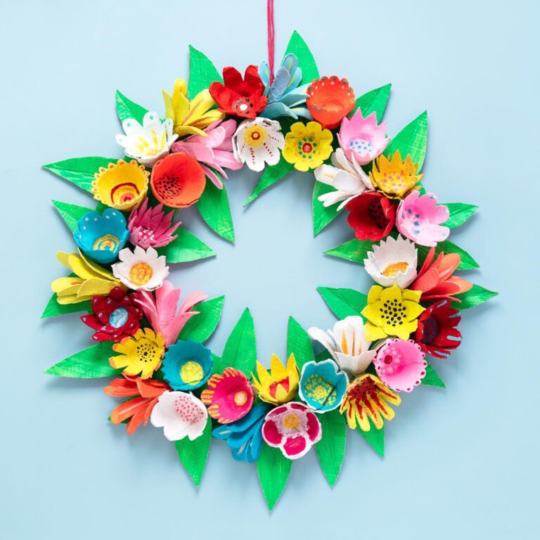 DIY Egg Carton Flower Wreath: Make a Colorful Spring Decoration From Recycled Cartons